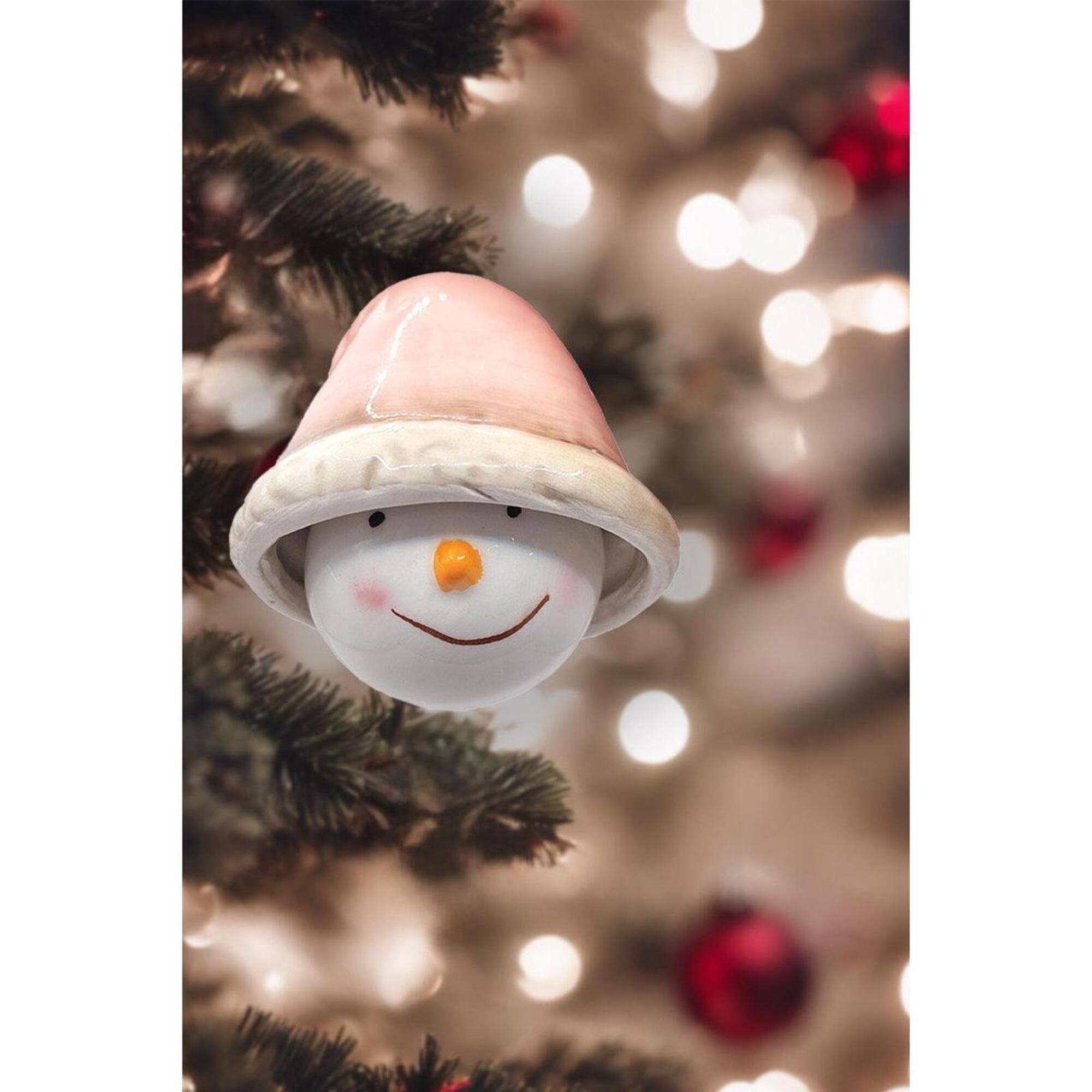 Wizardi 11.81" Snowman with Hat Bell Christmas Ornament